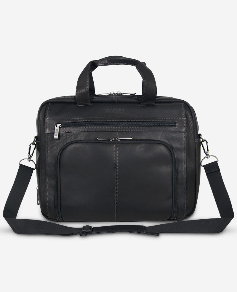 Colombian Leather Top Zip Messenger Bag | Kenneth Cole BLACK