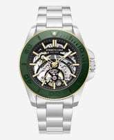 Skeleton Automatic Green Contrast Dial Bracelet Watch | Kenneth Cole SILVER/GREEN