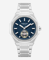 Skeleton Automatic Blue Dial Stainless Steel Bracelet Watch | Kenneth Cole SILVER