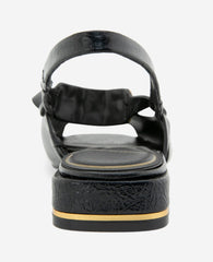 Illia Patent Open Toe Hardware Flat Slingback | Kenneth Cole BLACK PATENT