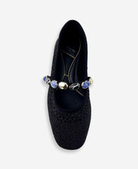Zeta Woven Knit Stone Embellished Ballet Flat | Kenneth Cole BLACK KNIT