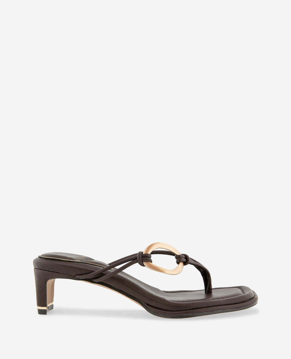 Madrid Leather Embellished Heel Sandal | Kenneth Cole CHOCOLATE