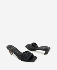 Arita Woven Leather Open Toe Heel | Kenneth Cole BLACK