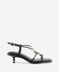Gemma Embellished Strappy Leather Kitten Heel Sandal | Kenneth Cole BLACK