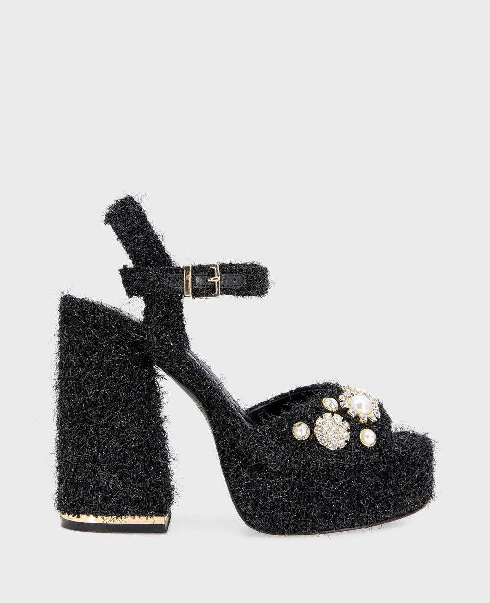 Dolly Charms Fabric Platform Sandal | Kenneth Cole BLACK FABRIC