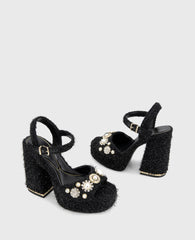 Dolly Charms Fabric Platform Sandal | Kenneth Cole BLACK FABRIC