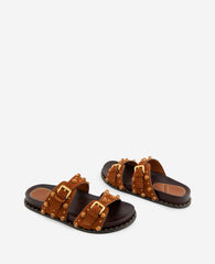 Deardra Suede Double Band Buckle Slide | Kenneth Cole PECAN SUEDE
