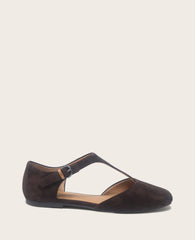 Wyatt Suede T-Strap Flat in Chocolate | Gentle Souls KC | Kenneth Cole CHOCOLATE SUEDE