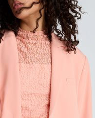 Vision Twill Three Button Boyfriend Jacket with Flap Pockets | Kenneth Cole SOFT PEACH