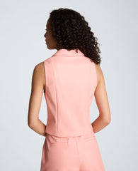 Vegan Leather Fitted One Button Notch Collar Vest | Kenneth Cole SOFT PEACH