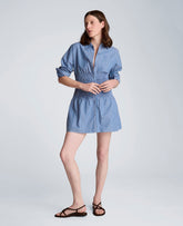 Smocked Dolman Sleeve Mini Shirt Dress | Kenneth Cole LAKE BLUE MULTI