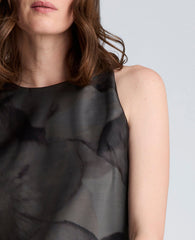 Sheer Overlay Crewneck Mini A-Line Dress | Kenneth Cole BLACK MULTI