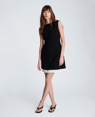 Color Block Hem Mini Fit and Flare Dress | Kenneth Cole BLACK/NATURAL WHITE