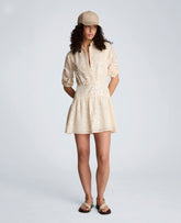 Curved Yoke Sequin Mini Long Sleeve Shirt Dress | Kenneth Cole OYSTER