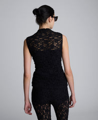 Sleeveless Stretch Lace Mock Neck Top | Kenneth Cole BLACK