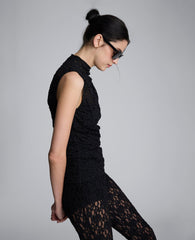 Sleeveless Stretch Lace Mock Neck Top | Kenneth Cole BLACK