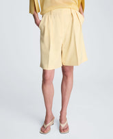 Vision Twill Fly Front High Rise Pleated Bermuda Short | Kenneth Cole PASTEL YELLOW