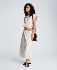 Pleat Crossover Front Cropped Shirt | Kenneth Cole PURE WHITE