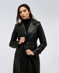 Shop Faux Leather Belted Trench Coat – Black | Kenneth Cole | Kenneth Cole BLACK