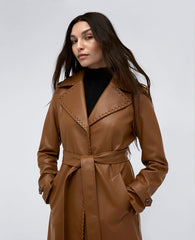 Faux Leather Belted Trench Coat – Cognac | Kenneth Cole | Kenneth Cole COGNAC