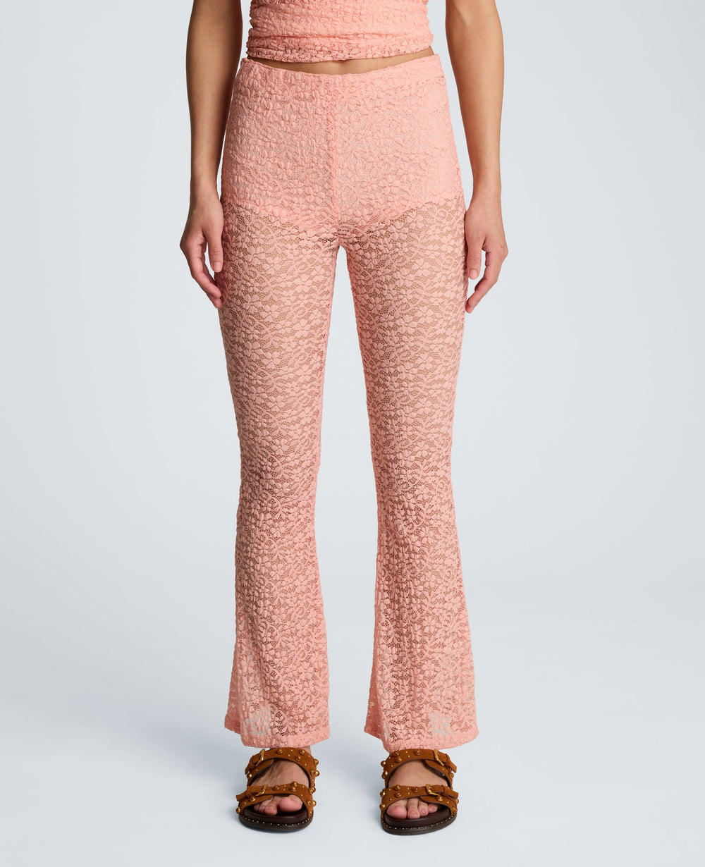 Stretch Lace Pull On Flare Pant with Inner Short | Kenneth Cole SOFT PEACH