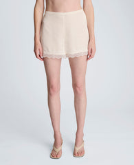 Buy Pull On Lace Hem Short – Feather White Women’s Shorts | Kenneth Cole FEATHER WHITE