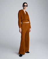 Faux Suede Pull On Wide Leg Pant | Kenneth Cole BURNT COPPER