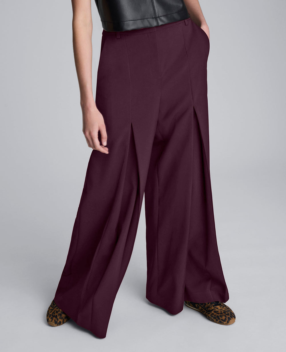 Luxe Twill Wide Leg Inverted Pleat Front Pant | Kenneth Cole SUGAR BEET