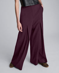 Luxe Twill Wide Leg Inverted Pleat Front Pant | Kenneth Cole SUGAR BEET