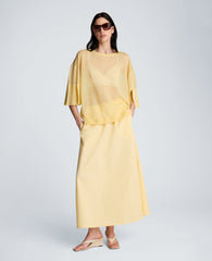 Semi Sheer Crew Neck with Slit Sleeves | Kenneth Cole PASTEL YELLOW