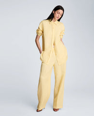 Refined Linen Drop Shoulder Button Down Boyfriend Shirt | Kenneth Cole PASTEL YELLOW