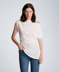 Asymmetrical Drape Neck Top | Kenneth Cole PURE WHITE