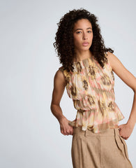 Mesh Front Ruch Tank | Kenneth Cole PASTEL YELLOW MULTI