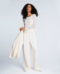 Shop Sequin Mesh Long Sleeve Top in Oyster | Kenneth Cole | Kenneth Cole OYSTER