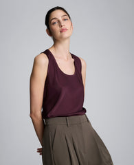 Satin Scoop Neck Tank | Kenneth Cole DK AUBERGINE