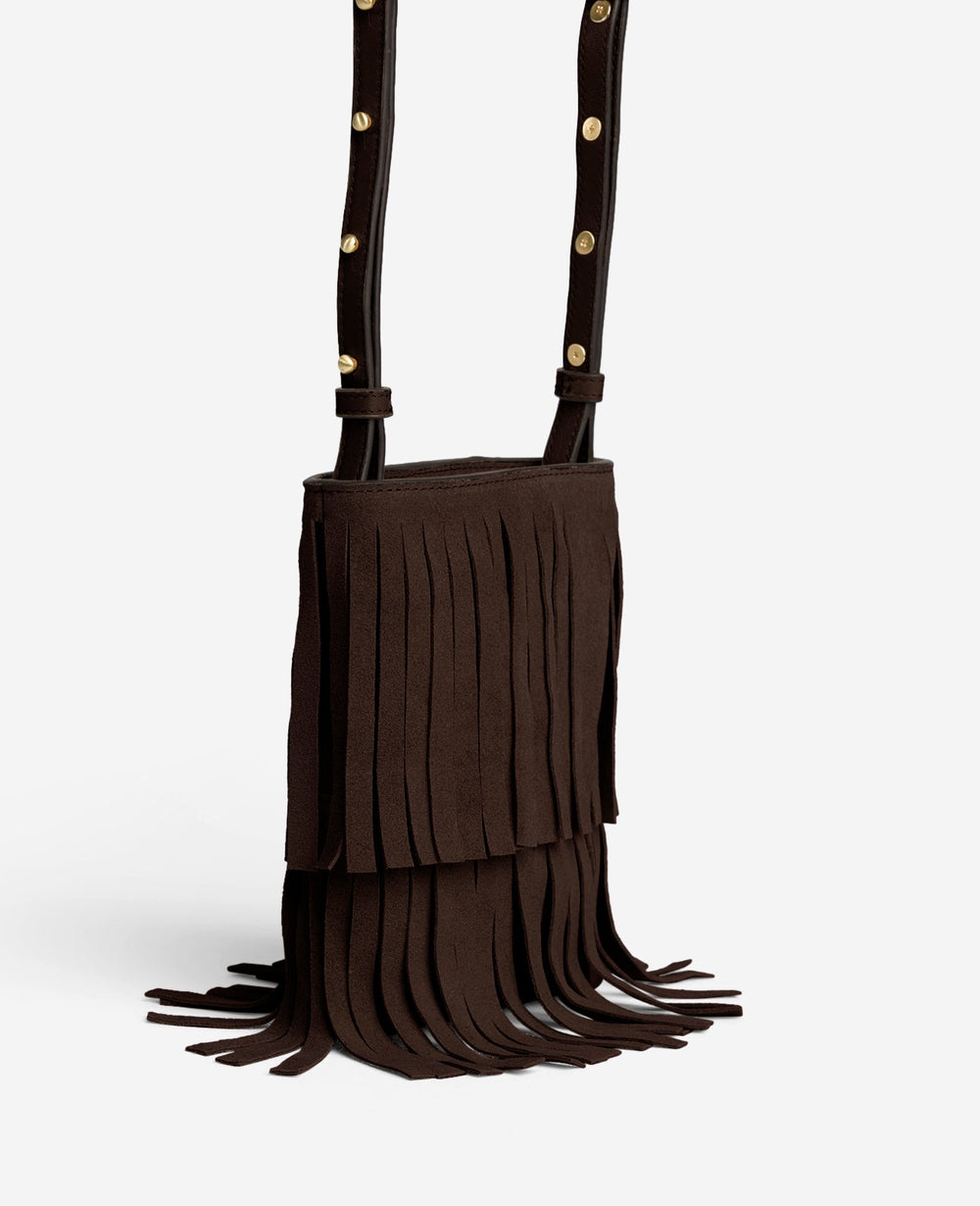 Fringe Crossbody Pouch Bag | Kenneth Cole DARK BROWN