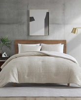 Serenity Wavy Lines Beige Duvet Cover Set | Kenneth Cole BEIGE