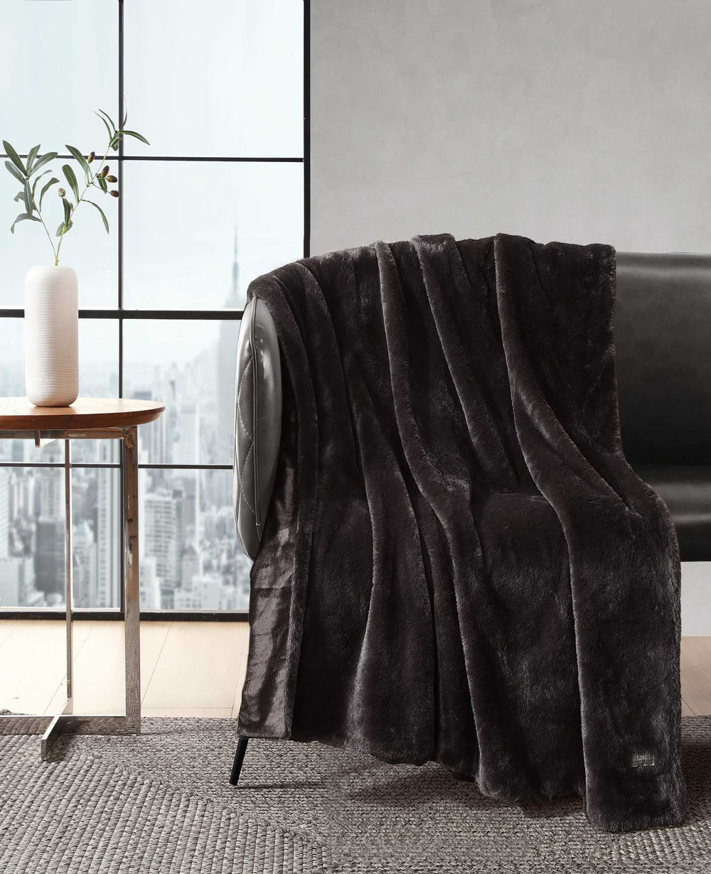 Faux Fur Solid Throw Blanket | Kenneth Cole BROWN