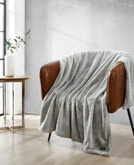 Faux Fur Solid Throw Blanket | Kenneth Cole GREY