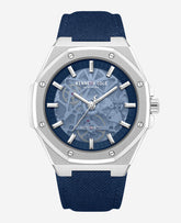 Skeleton Automatic Blue Dial Nylon Strap Watch | Kenneth Cole SILVER
