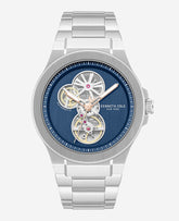 Skeleton Automatic Gunmetal Dial Stainless Steel Bracelet Watch | Kenneth Cole SILVER