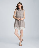 Halter Shirt Swing Dress with Lace Hem | Kenneth Cole BRUNETTE/PUR WHT