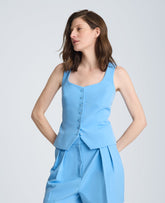 Bustier Button Front Vest | Kenneth Cole LAKE BLUE