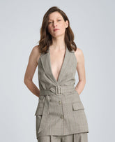 Halter Vest with Belt | Kenneth Cole TAUPE/LAKE BLUE MULTI
