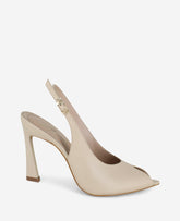 Priya Leather Peep-Toe Slingback Heel | Kenneth Cole NATURAL LEATHER
