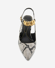 Romi Snake Print Hardware Ankle Slingback Heel | Kenneth Cole BLACK/WHITE SNAKE