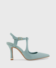 Romi Leather Ankle Slingback Heel | Kenneth Cole ICE BLUE LEATHER