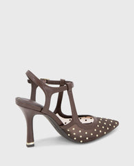 Shop Romi Brown Mesh Stud Slingback Heel | Kenneth Cole | Kenneth Cole BROWN MESH