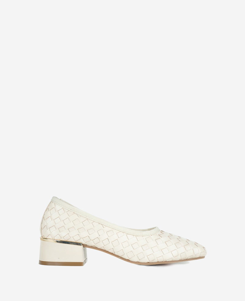 Birdie Ecru Woven Leather Pump – 1.5" Heel for Women | Kenneth Cole ECRU WOVEN LEATHER