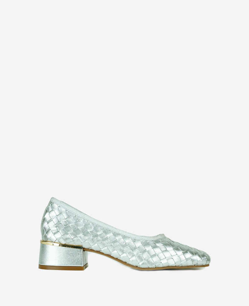 Birdie Silver Woven Metallic Leather Pump | Kenneth Cole | Kenneth Cole SILVER WOVEN LEATHER